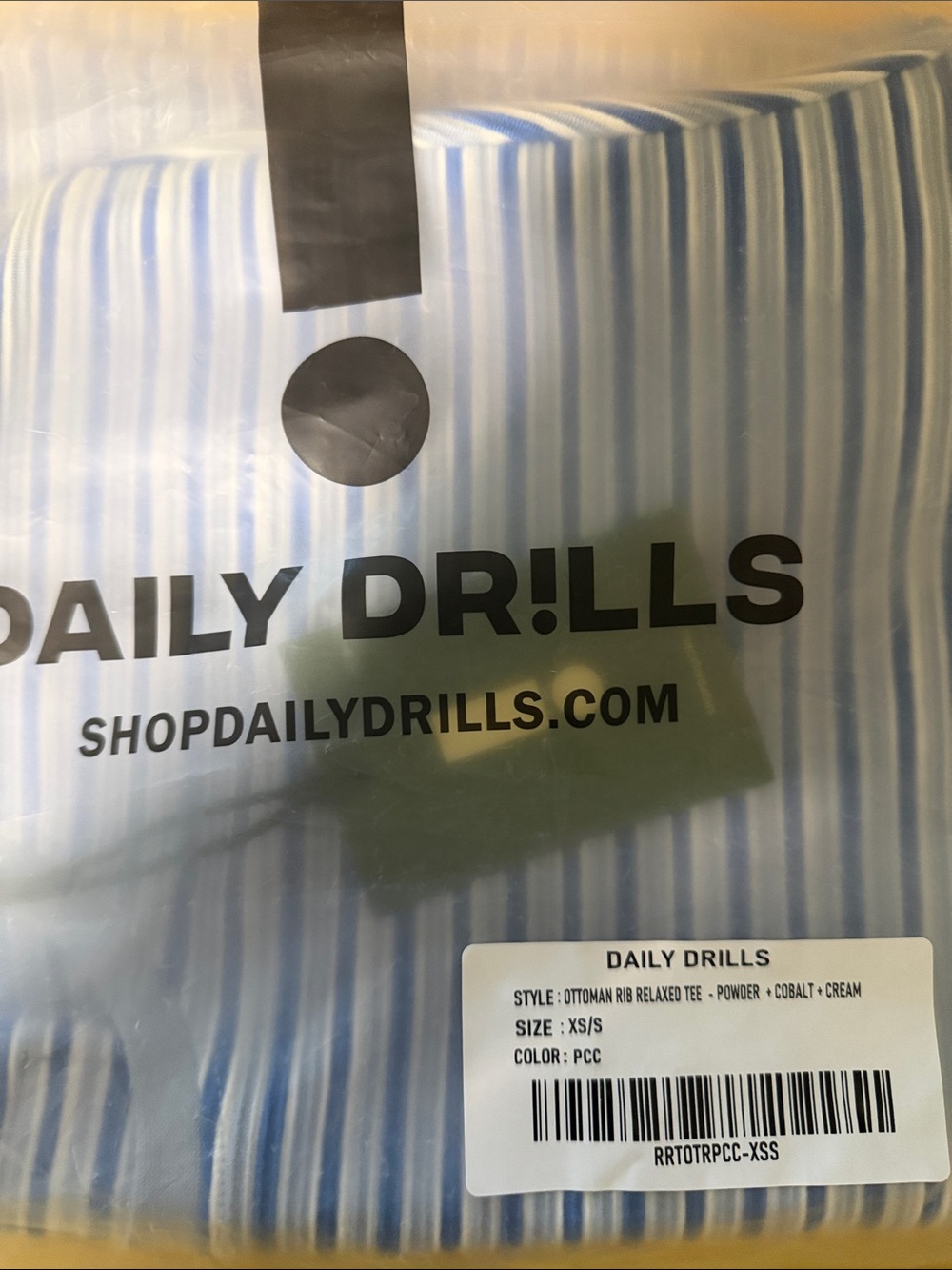 Daily Drills Ottoman Rib Relaxed Tee - Powder + Cobalt + Cream - Picture 4 of 4
